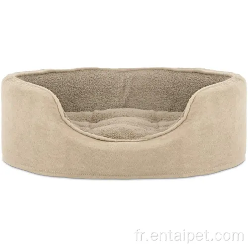 Pet Oval Terry Suede Fleece Lit avec matelas